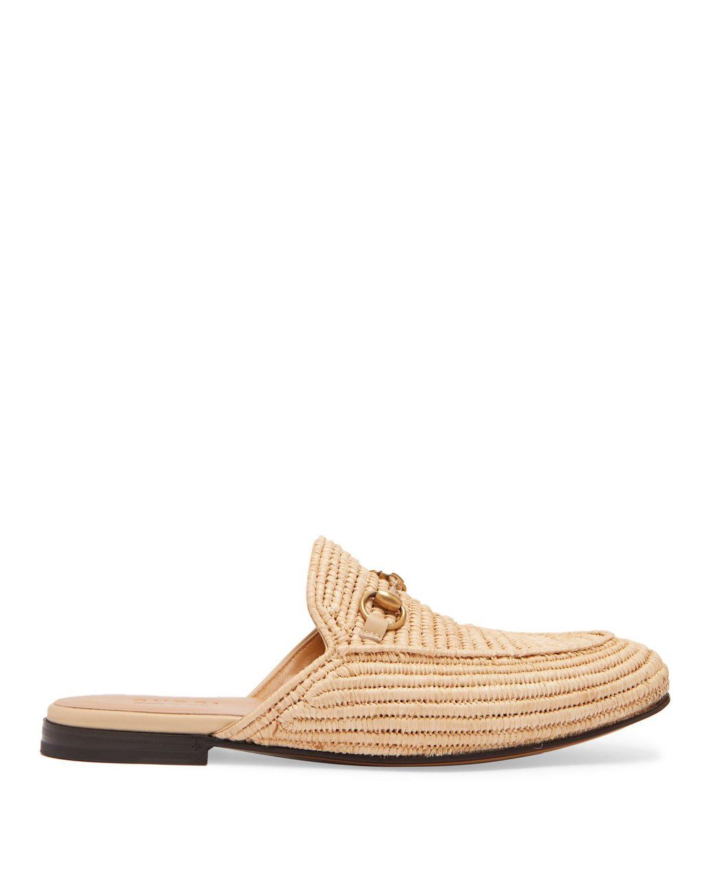 Gucci Leather King Woven Straw Backless Loafers in Light Brown (Brown ...