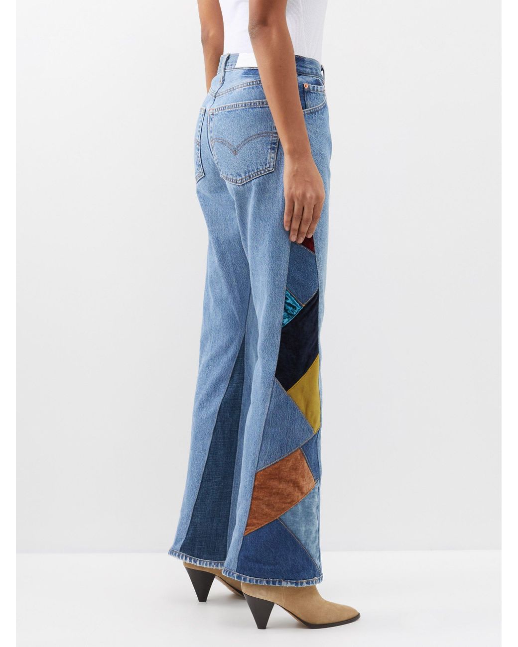RE/DONE X Levi's 70s Patchwork Wide-leg Jeans in Blue | Lyst