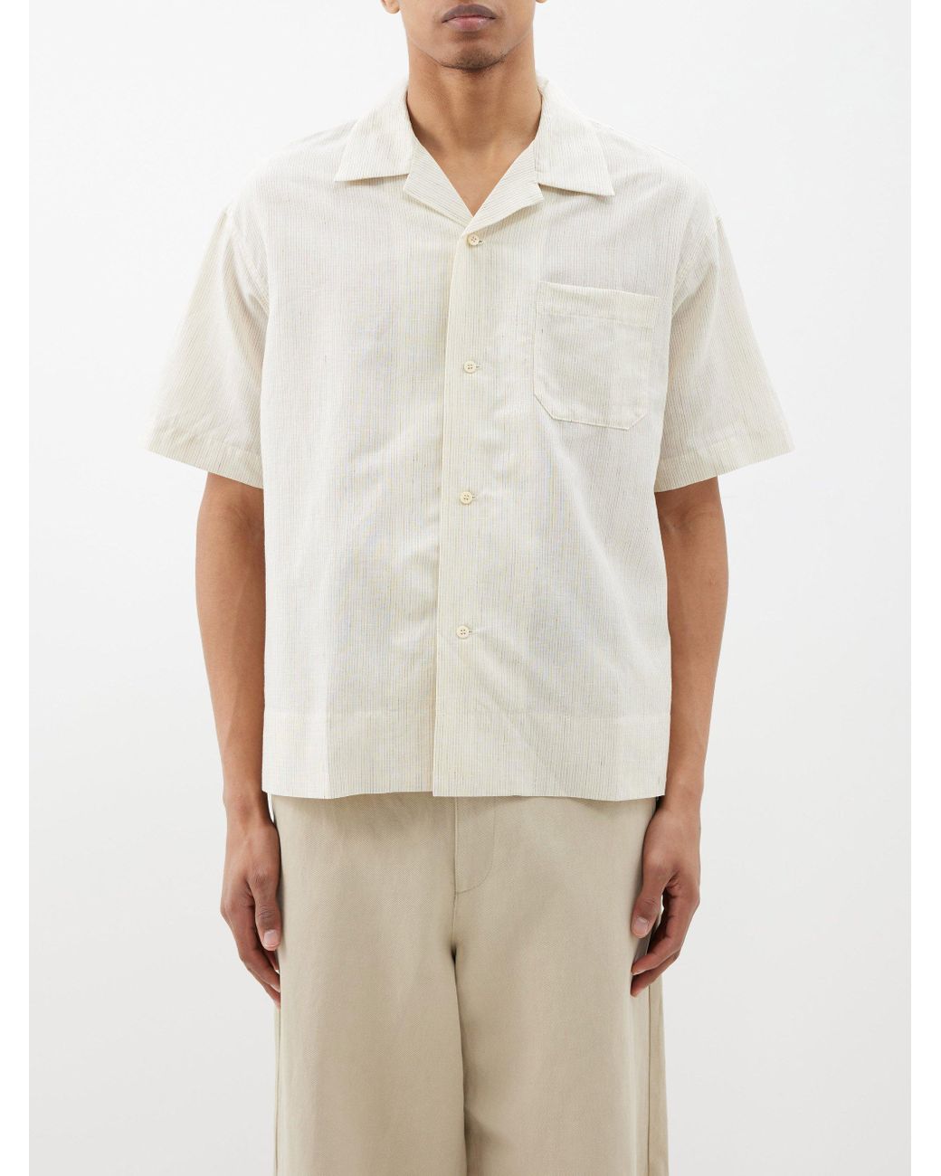 Visvim Copa Striped Wool-blend Shirt in White for Men | Lyst Australia