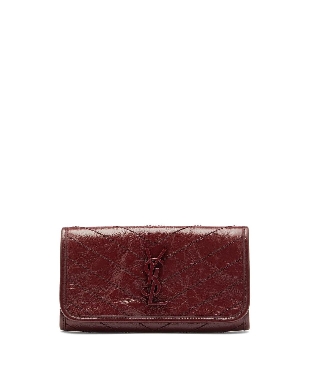 Saint Laurent Niki Ysl Monogram Crinkle Leather Wallet | Lyst