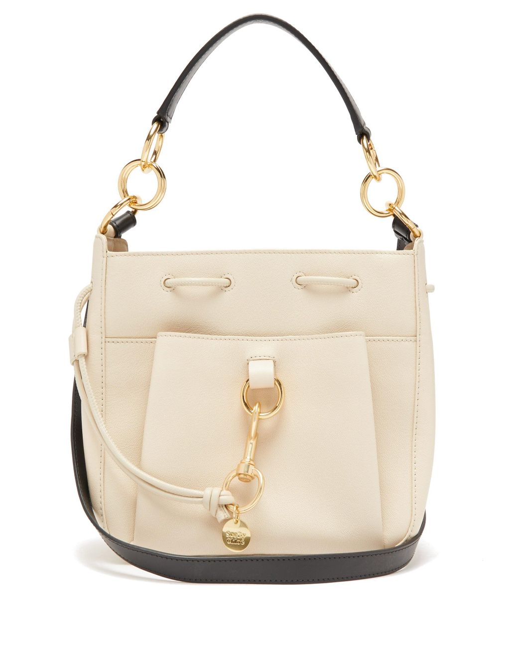 See By Chloé Tony Medium Leather Bucket Bag in Beige (Natural) | Lyst ...