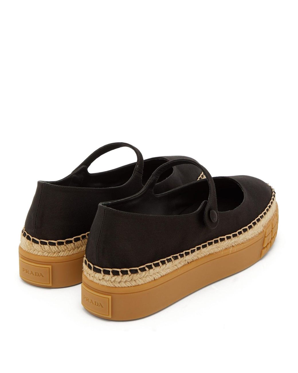 Prada Mary jane Canvas Platform Flats in Black Lyst