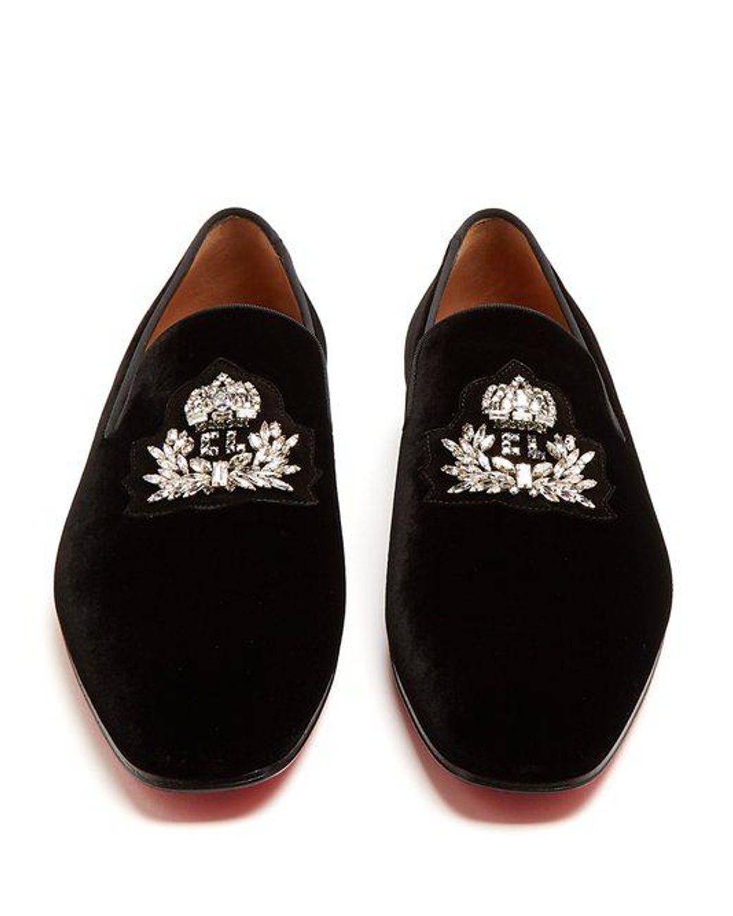 Christian Louboutin Dandelion Crystal embellished Logo Velvet