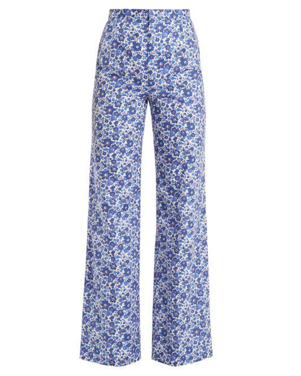 The Vampire's Wife Liberty-print Wide-leg Cotton Trousers in Blue | Lyst