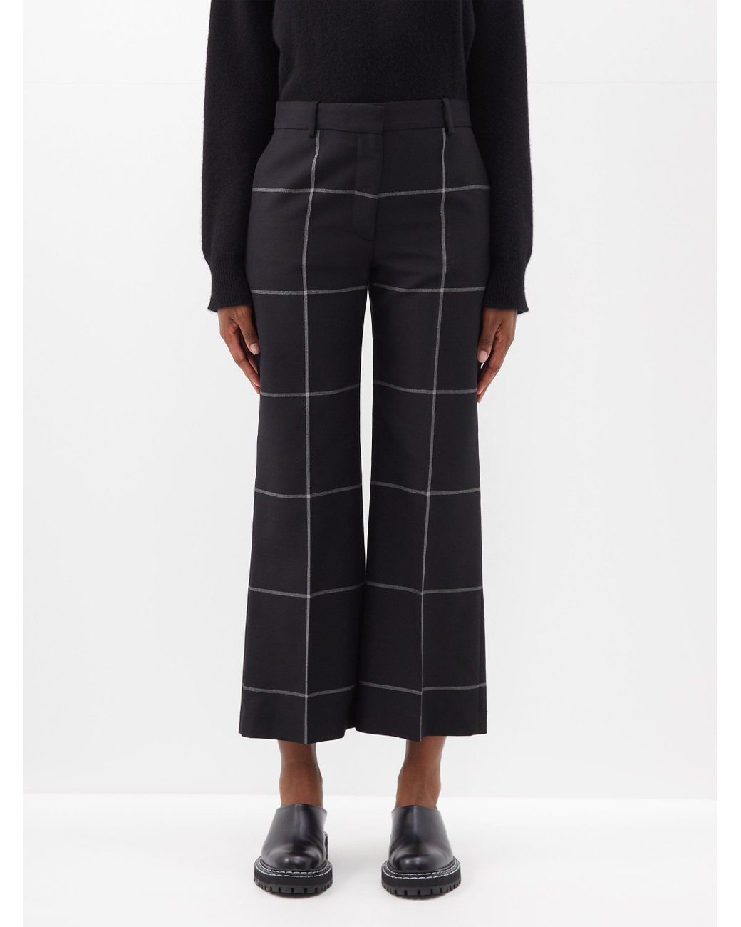 Grey Houndstooth Smart Check Cropped Trousers  MAUVAIS  MAUVAIS UK