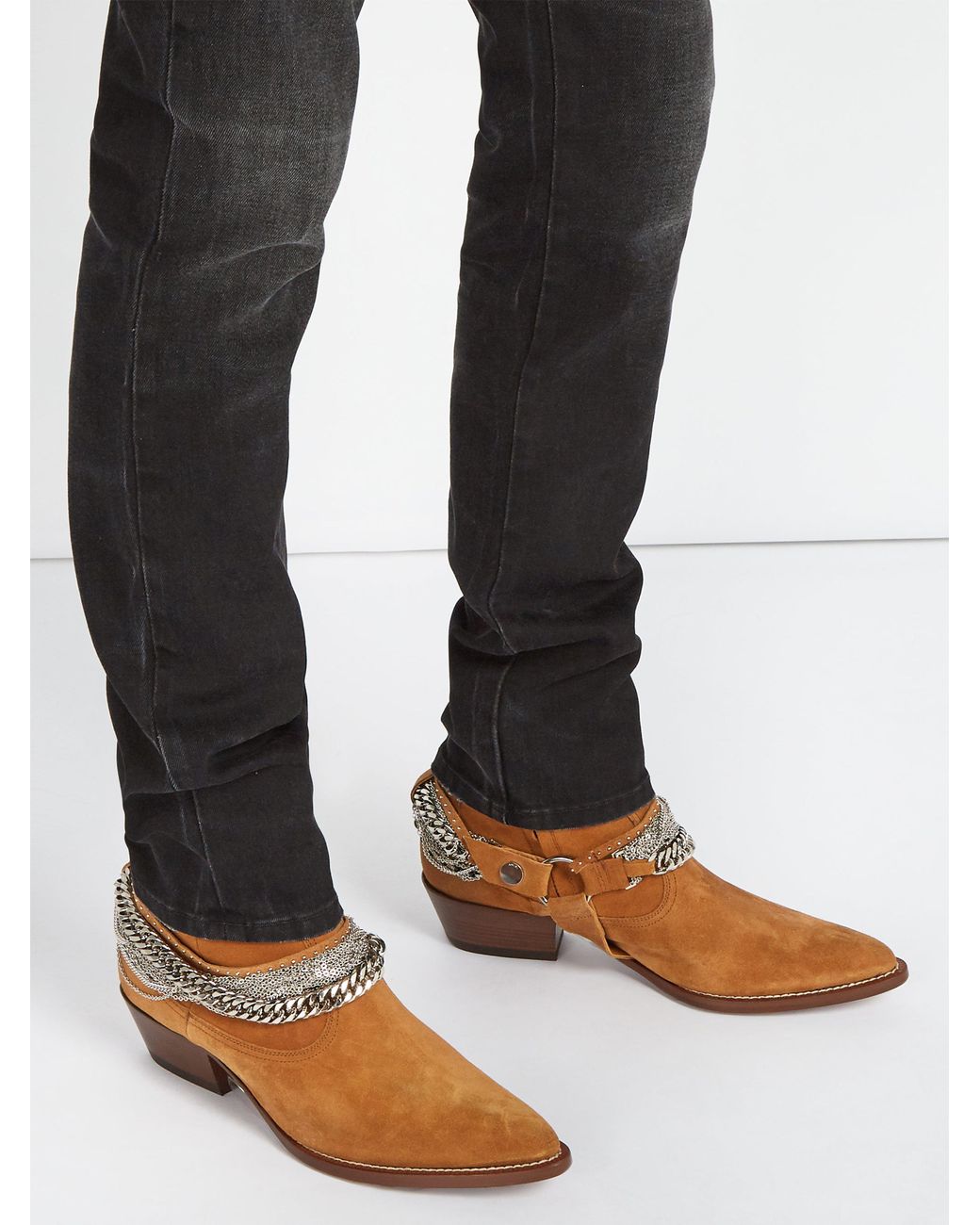Amiri Leather Western Chain Boots in 