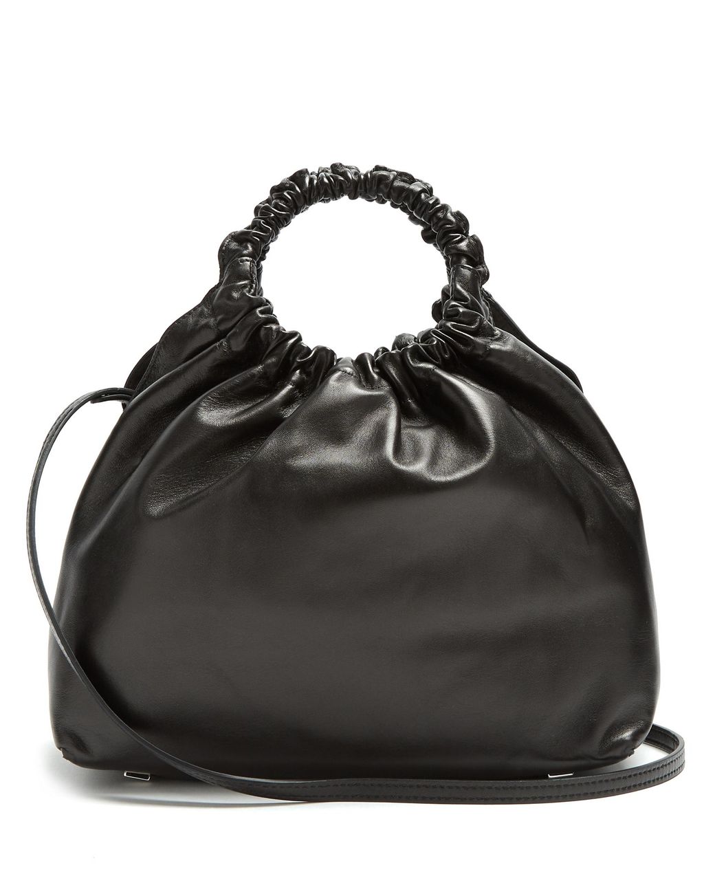 The Row Double Circle Medium Leather Bag in Black | Lyst