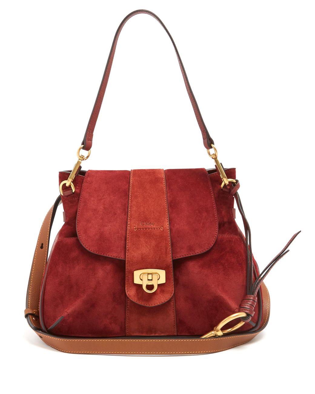 Chloé Lexa Small Suede Shoulder Bag in Red | Lyst