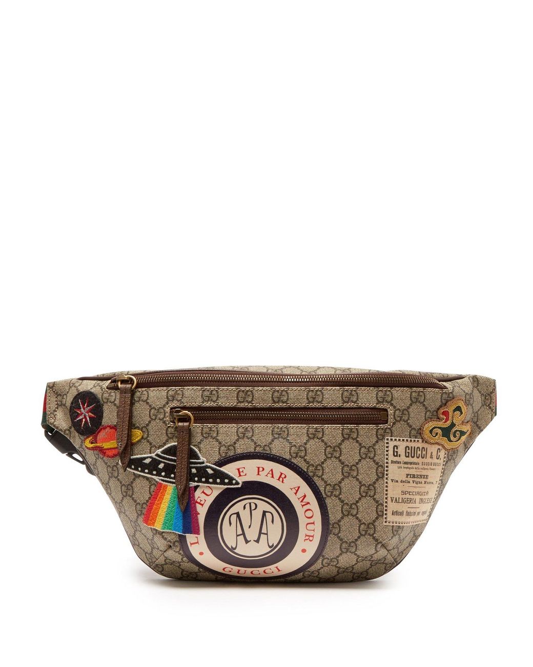 Gucci Gg Supreme Ufo Canvas Belt Bag in Brown for Men | Lyst