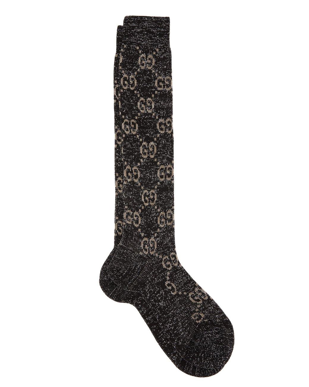 Gucci Gg Metallic Knee High Cotton Blend Socks in Black Lyst