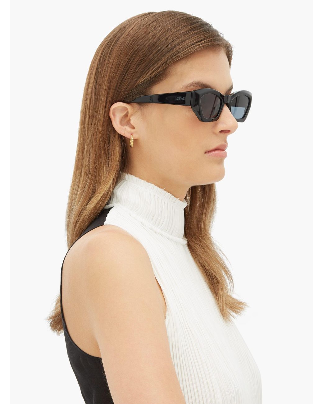 Loewe Geometric Cat eye Acetate Sunglasses in Black Lyst UK