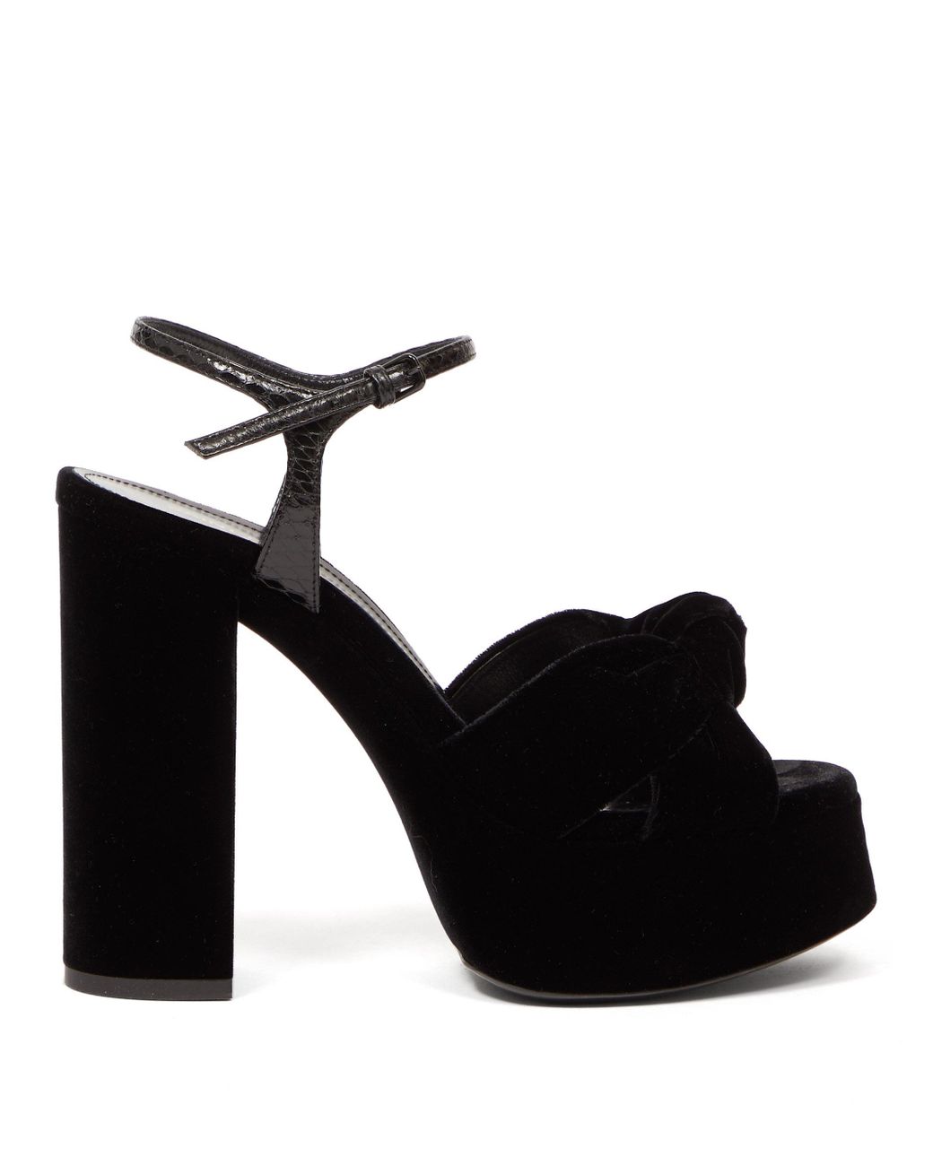 Saint Laurent Bianca Velvet Platform Sandals in Black - Lyst