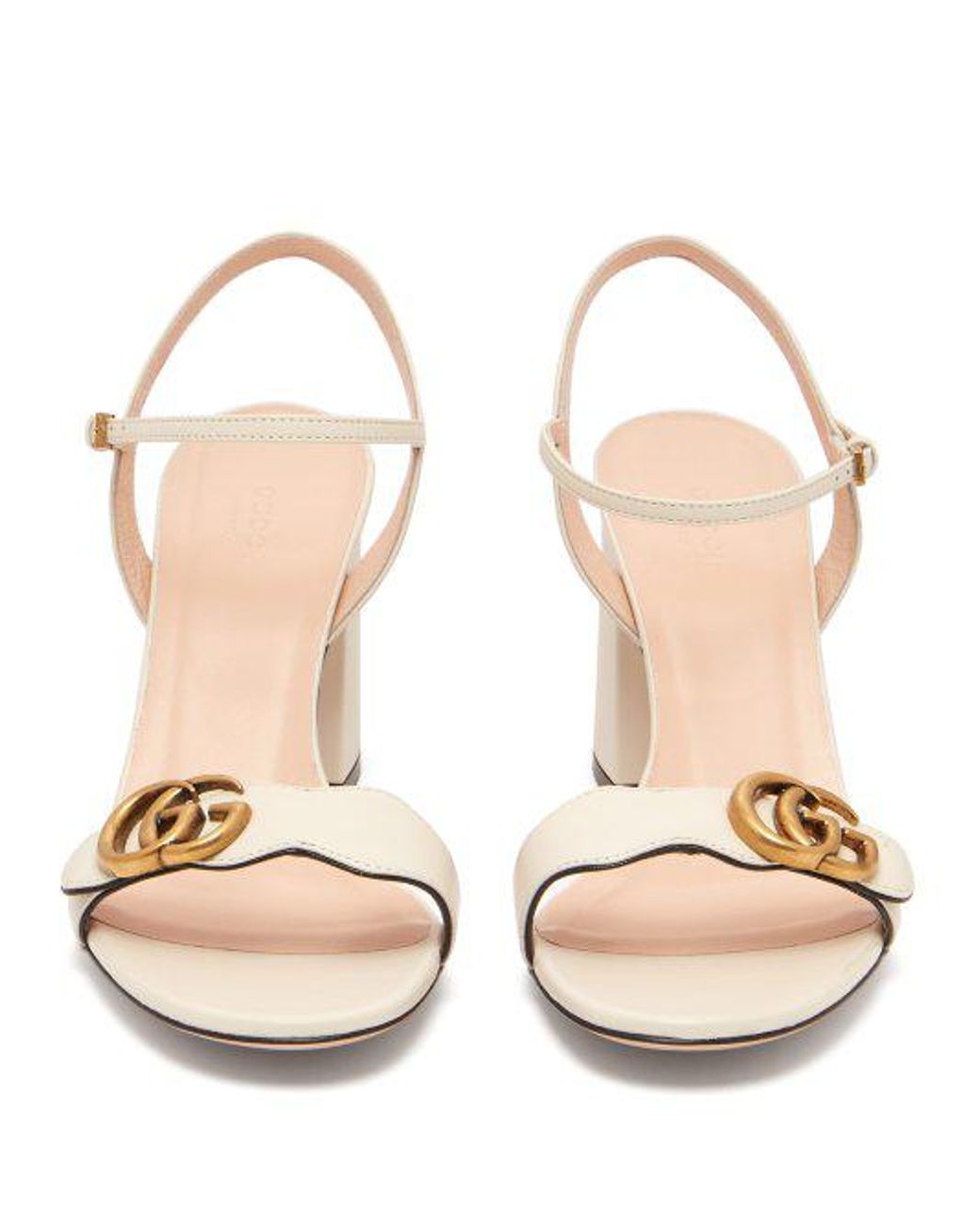 Gucci Gg Marmont Leather Block Heels in White Lyst UK
