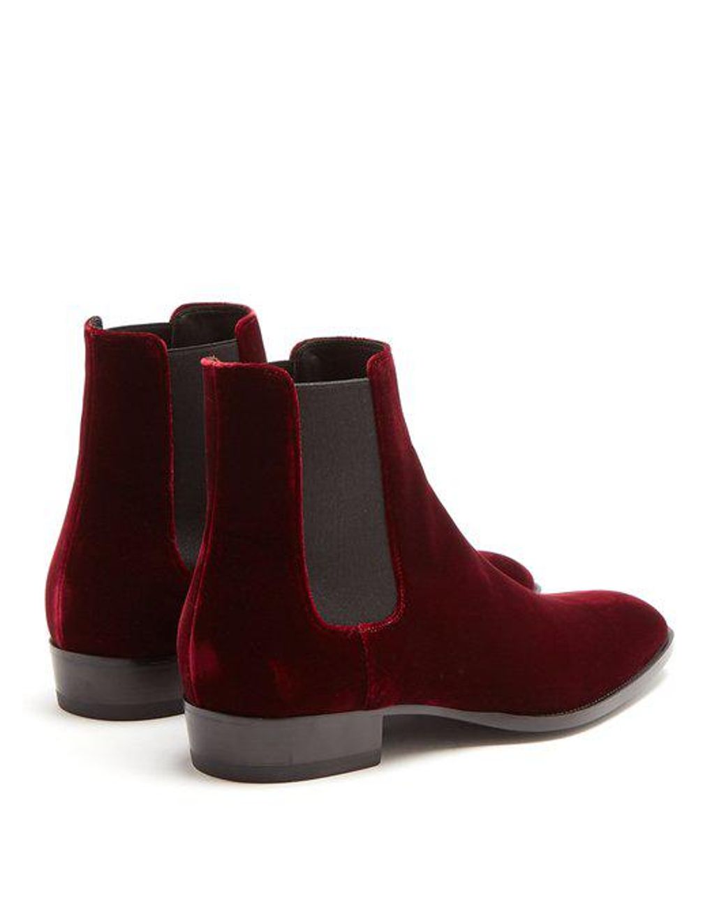 Ysl red store velvet boots