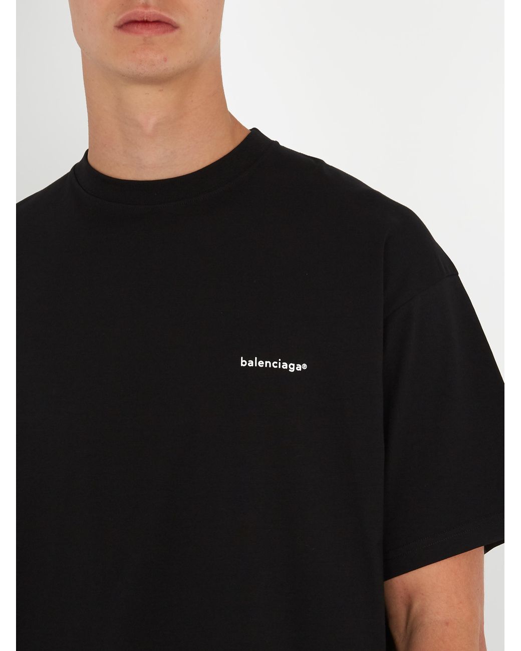 Balenciaga Oversized Logo-print Cotton T-shirt in Black for Men | Lyst