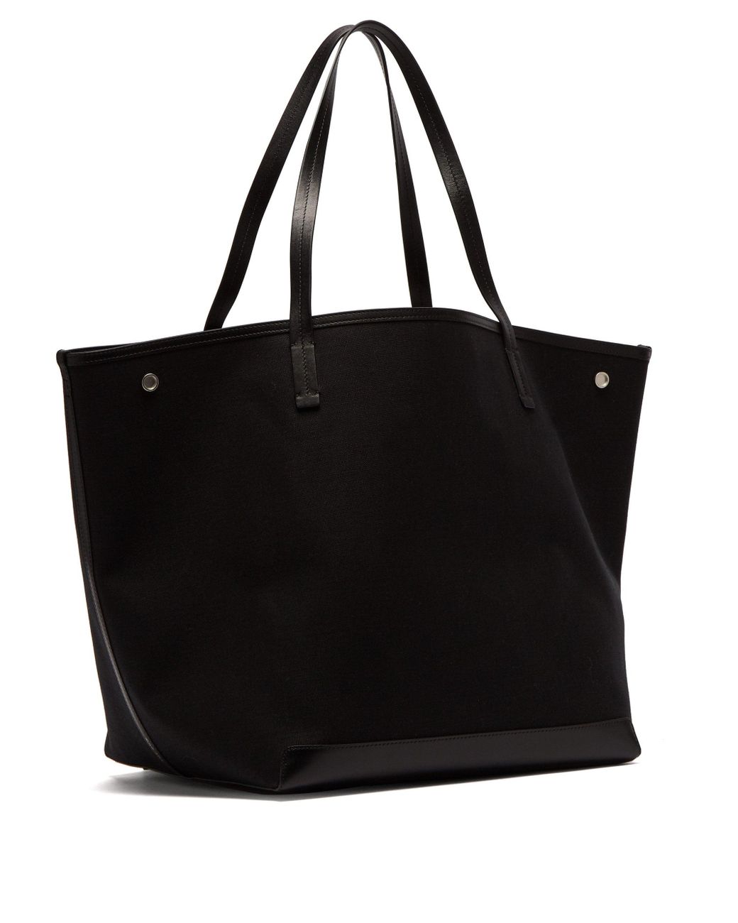 The Row Park Leather-trimmed Canvas Tote in Black
