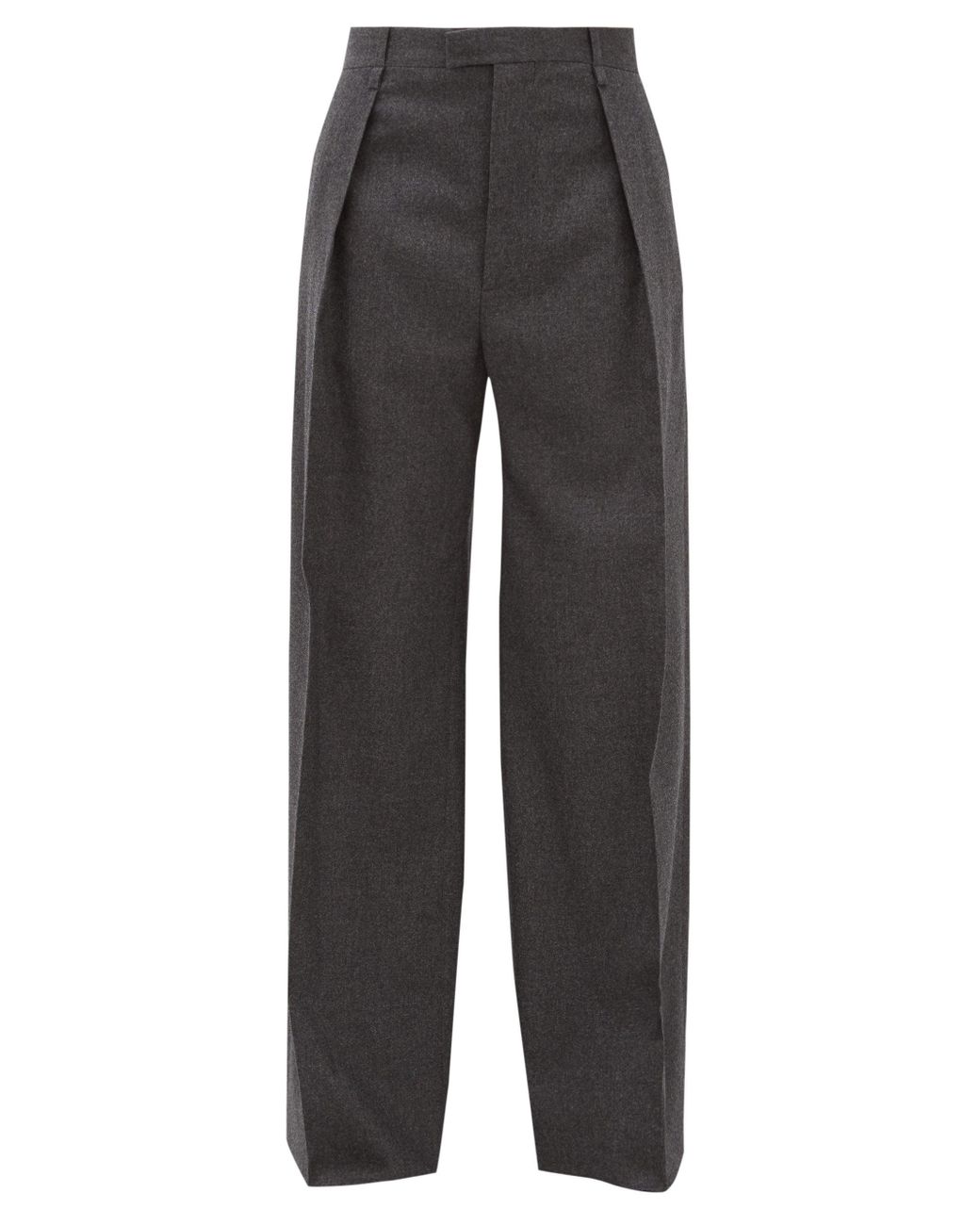 Bottega Veneta High-rise Wool-blend Flannel Wide-leg Trousers in Dark ...