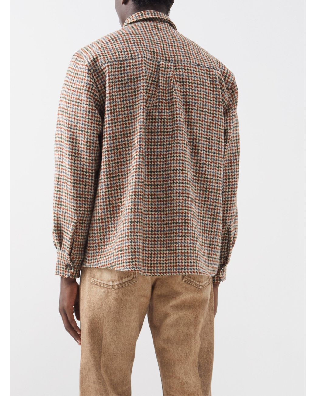 Our Legacy Work Shop Above Houndstooth Wool Shirt in Brown for Men