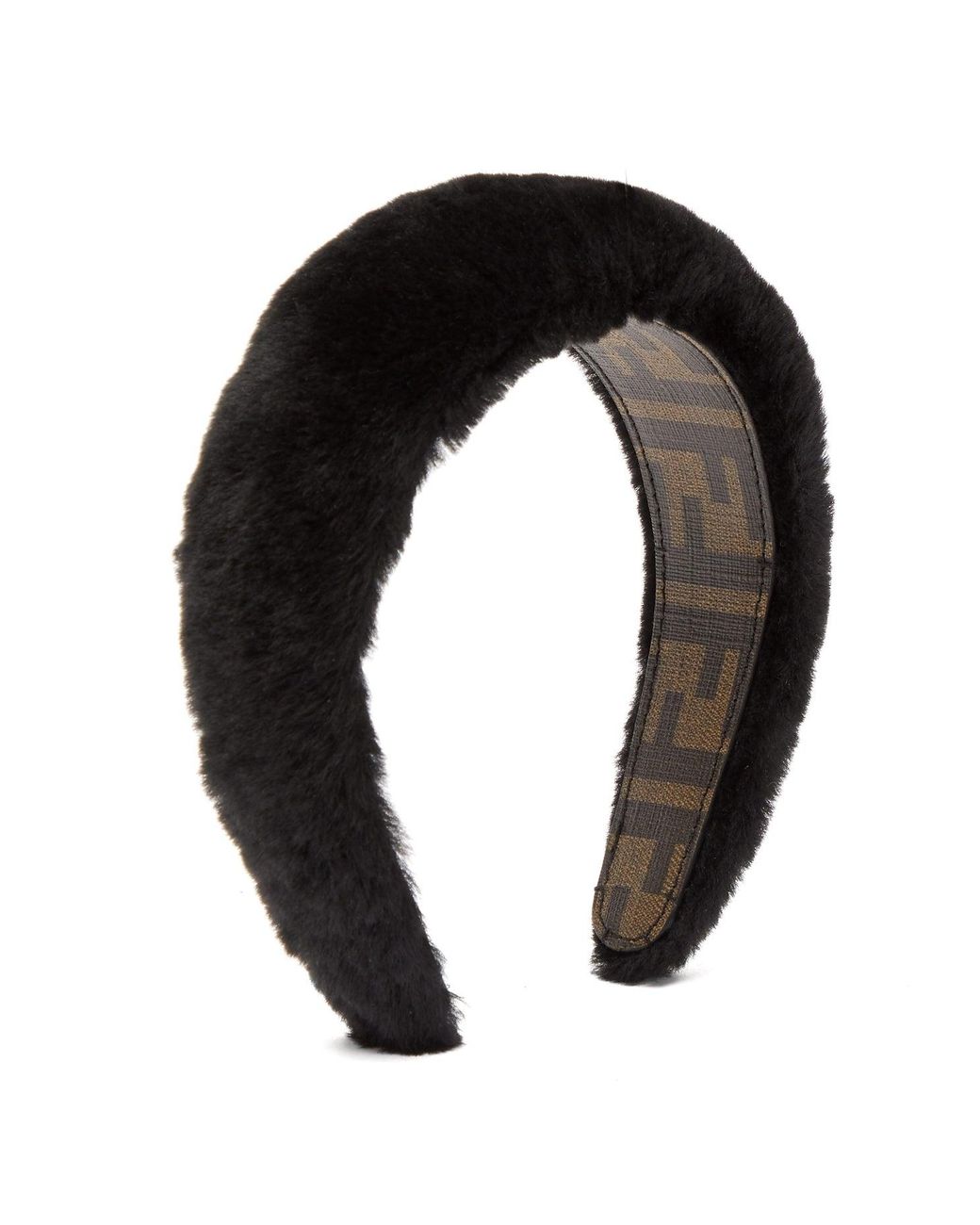 Fendi Faux-fur Headband in Black | Lyst