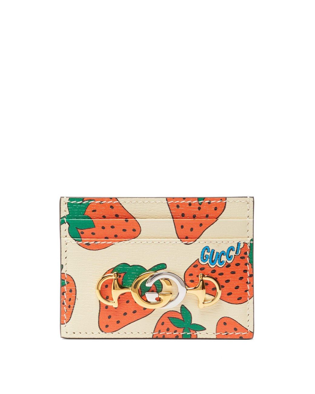 Gucci Zumi Strawberry Print Card Case | Lyst