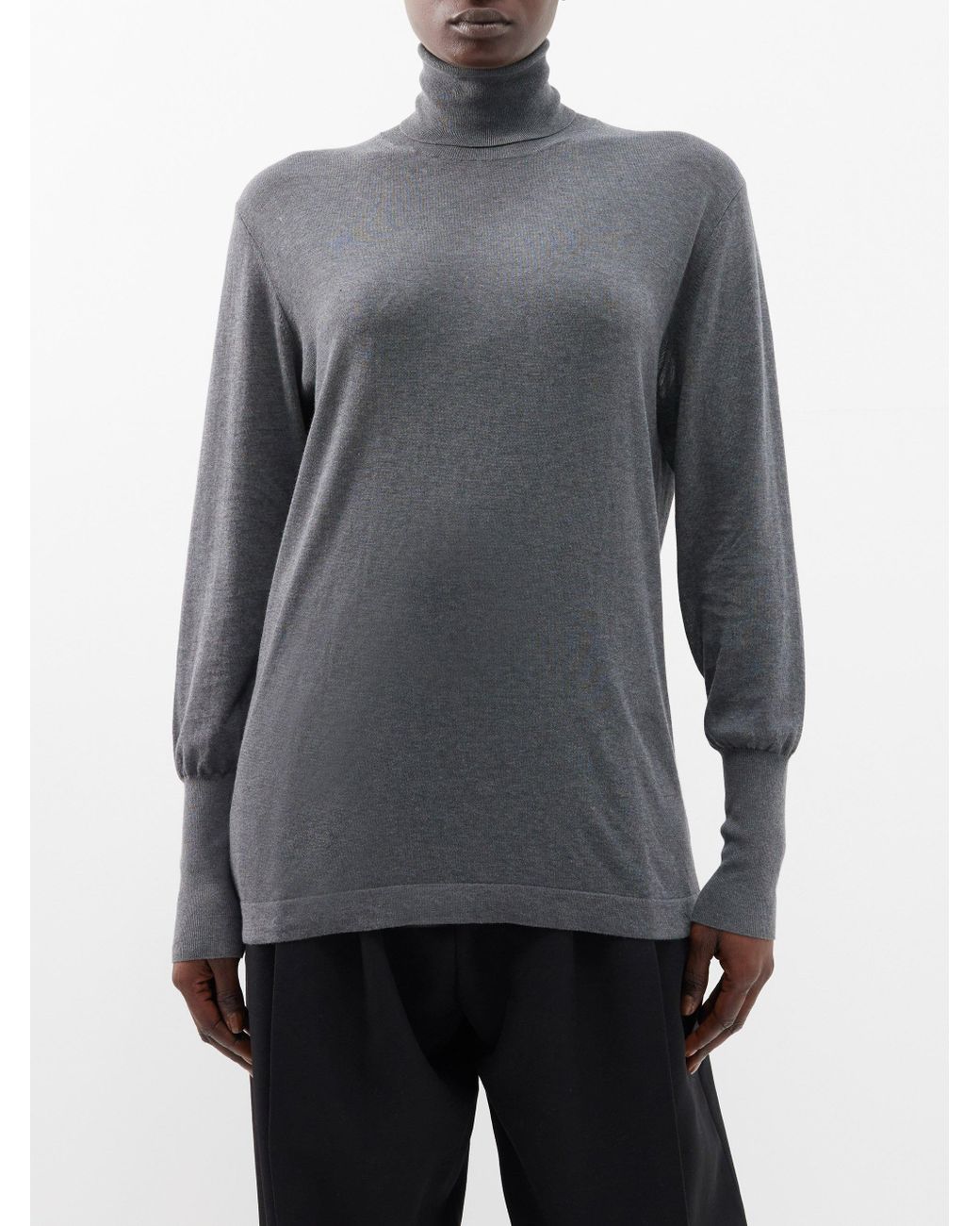 Studio Nicholson Nilo Cotton-jersey Roll-neck Top in Grey | Lyst