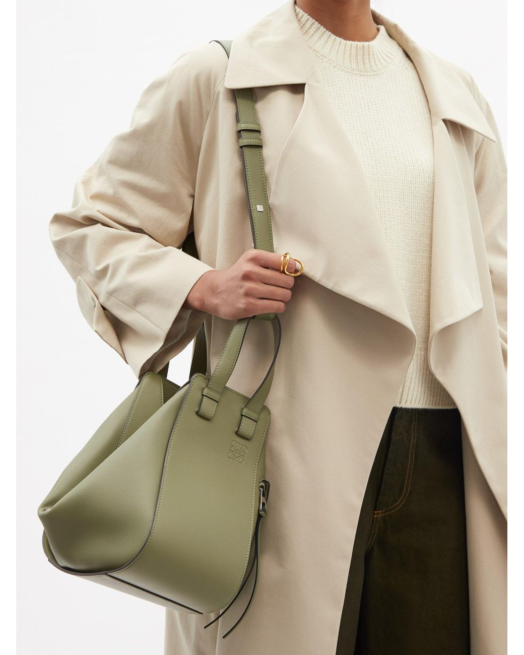 Loewe Hammock Small Smooth-leather Tote Bag in Green