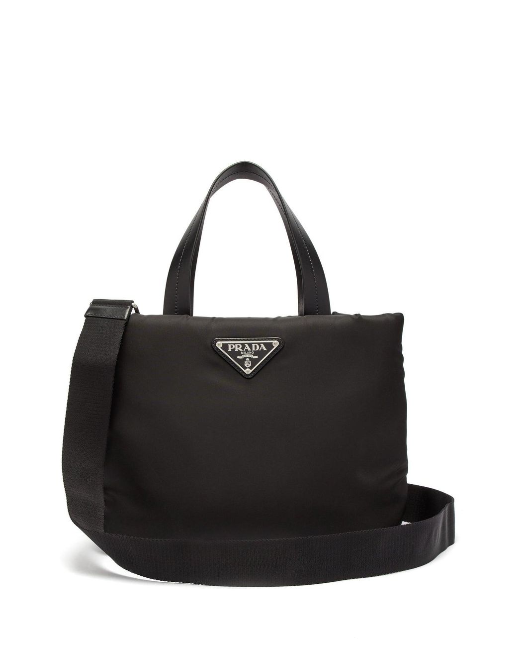 Prada Small Padded Nylon Tote Bag in Black | Lyst