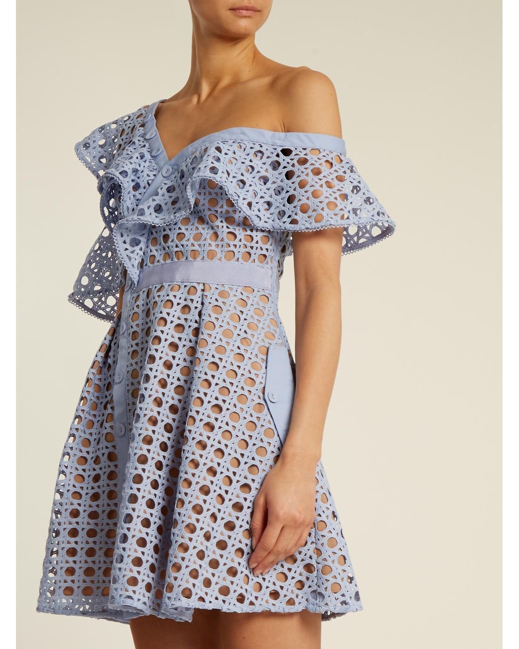 Self portrait guipure top frill mini dress