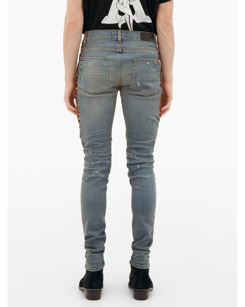 Amiri Denim Leopard-print Calf Hair 