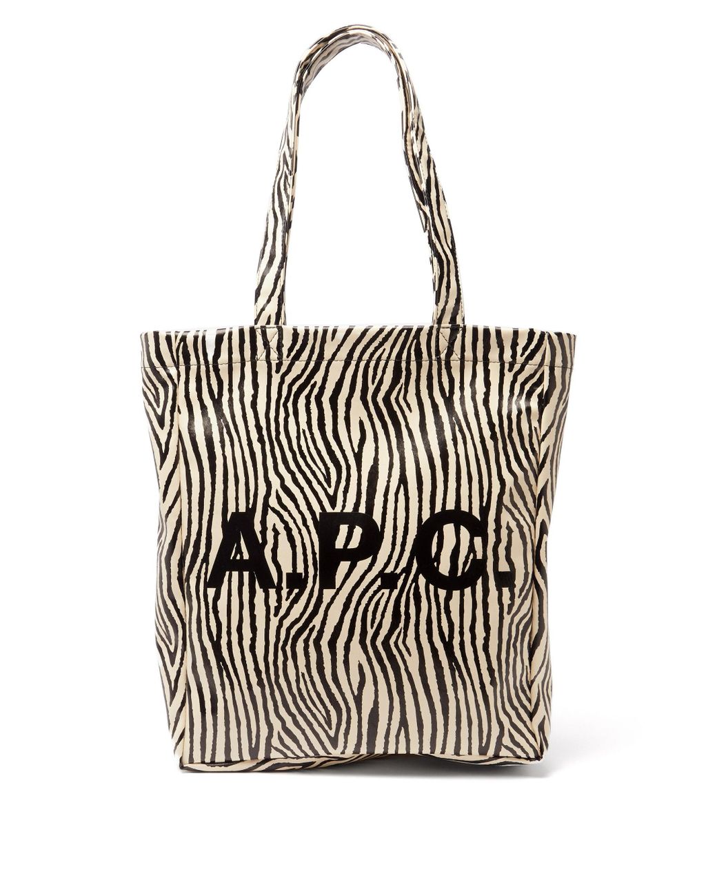 A.P.C. Lou Zebra-print Coated-canvas Tote Bag in Black | Lyst