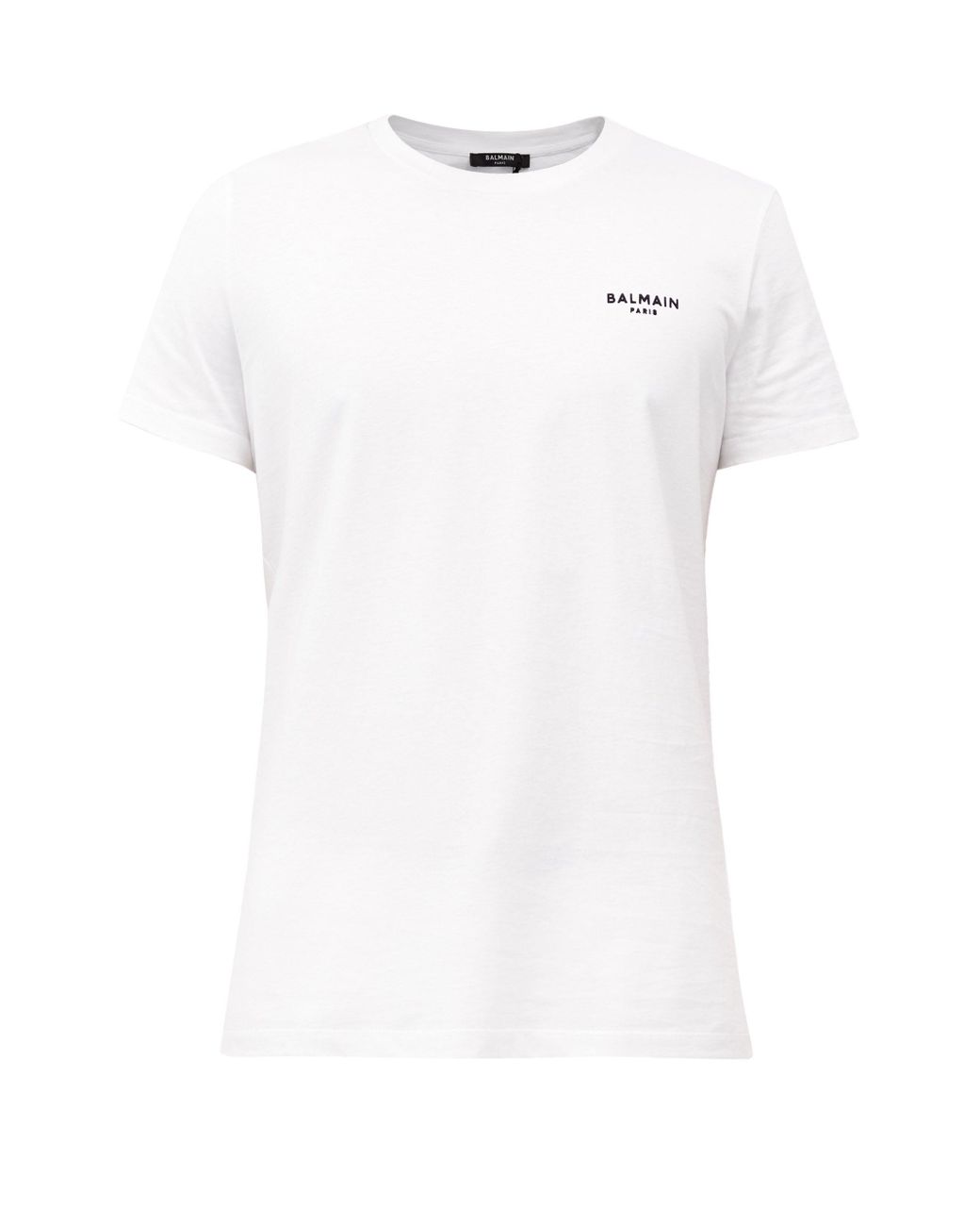 Balmain Flocked-logo Cotton-jersey T-shirt in White for Men - Lyst