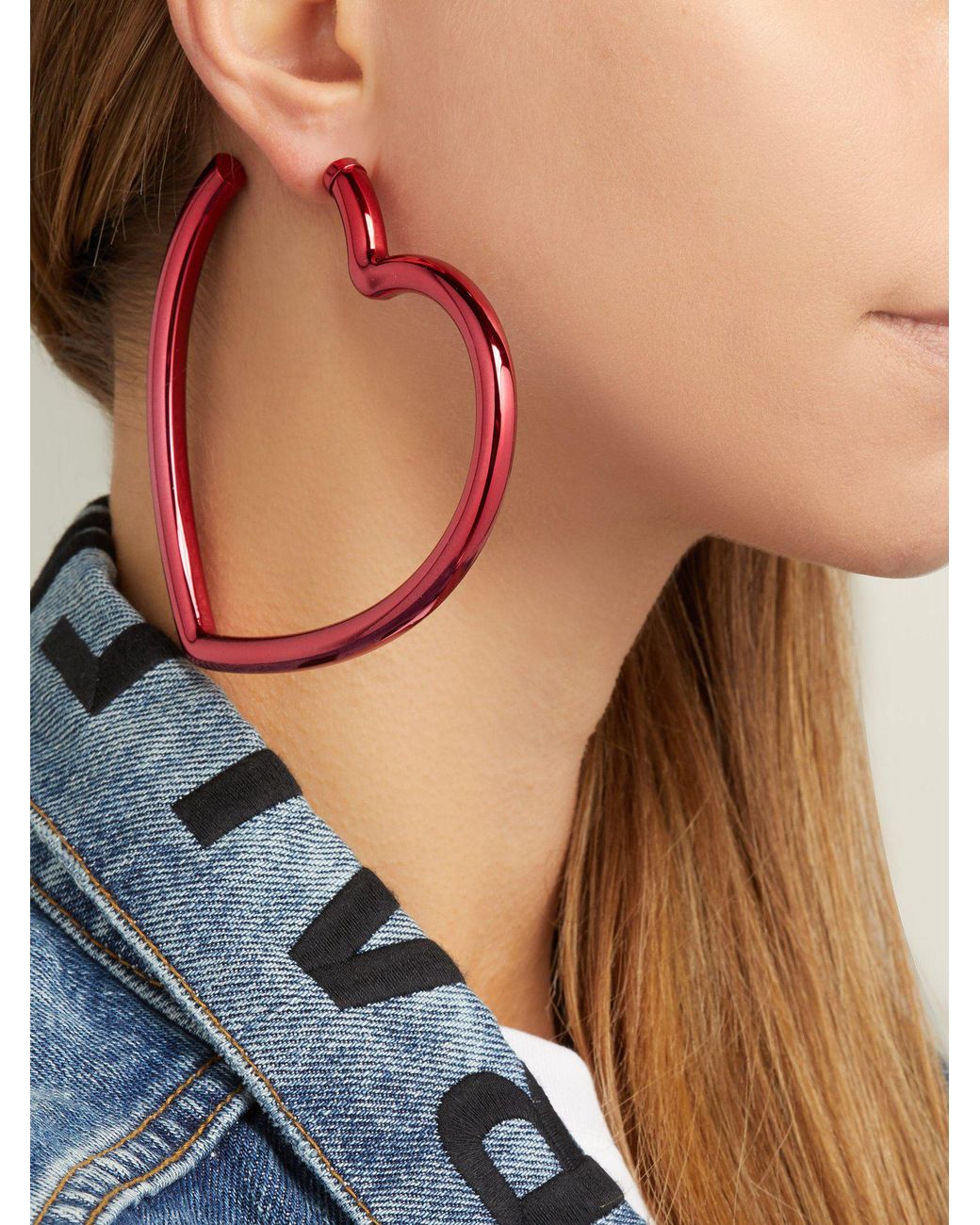 Balenciaga Oversized Heart Shaped Single Earring in Red | Lyst