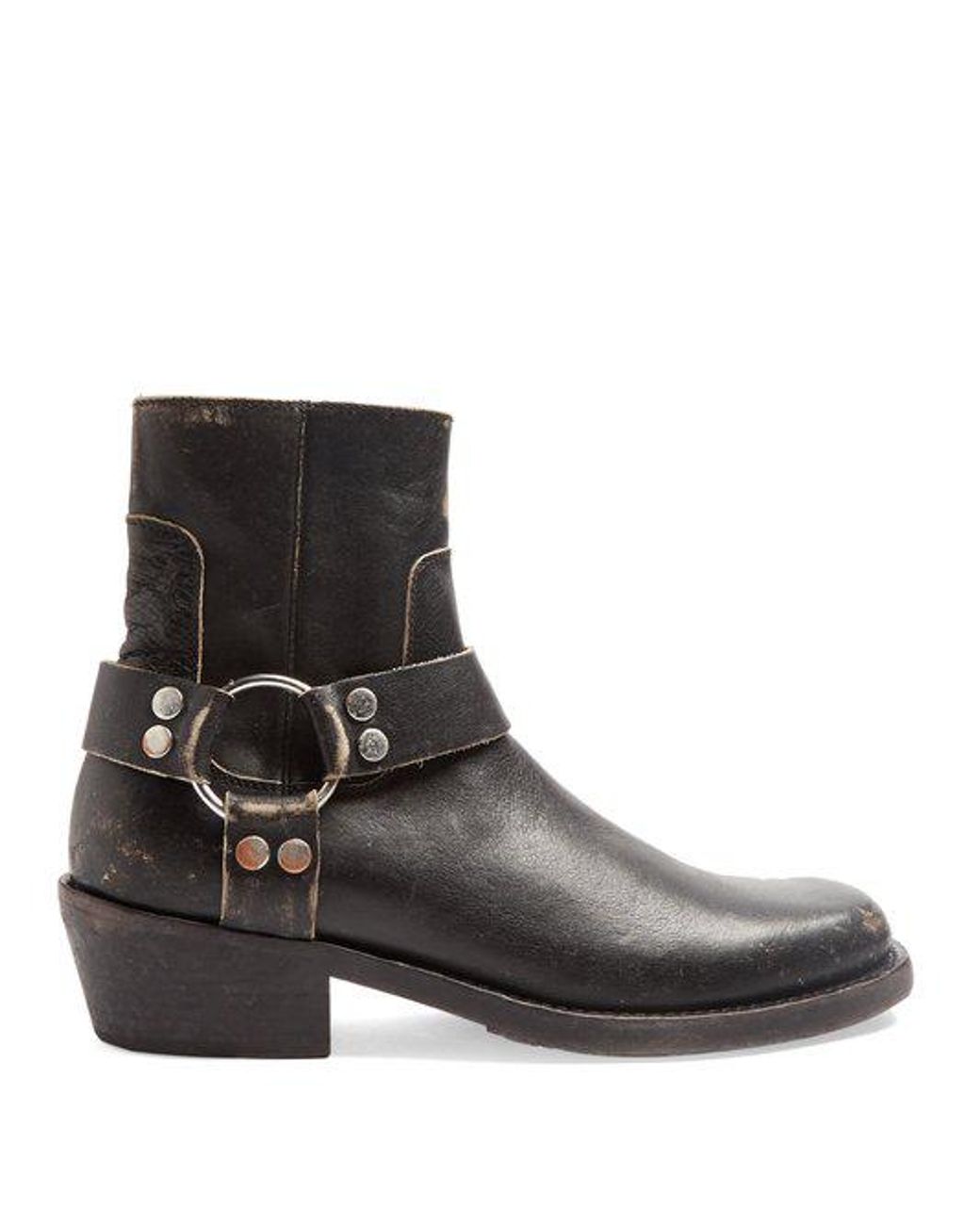 Balenciaga Santiago Distressed-leather Boots in Black | Lyst