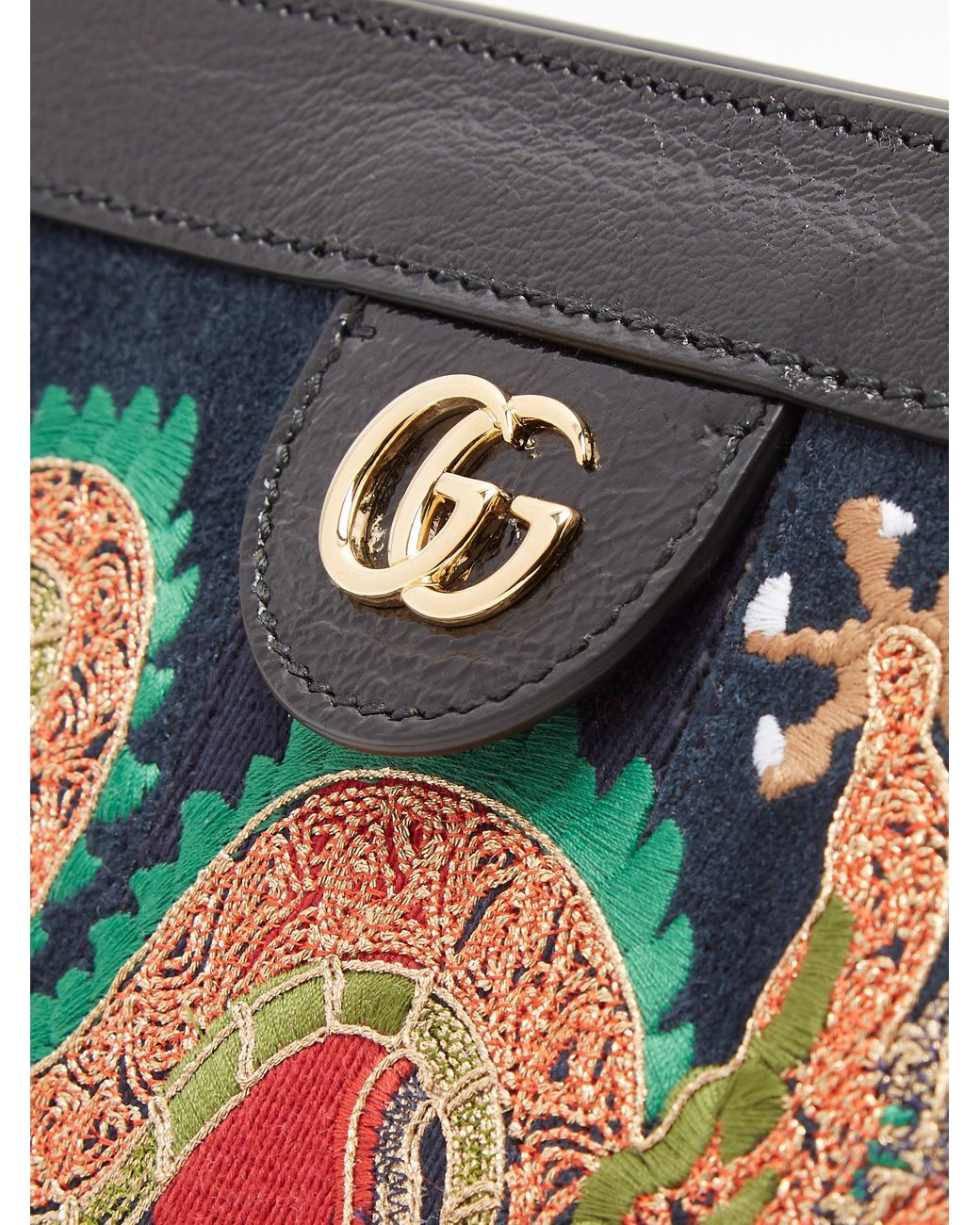 Gucci Ophidia Dragon-embroidered Suede Shoulder Bag in Black | Lyst