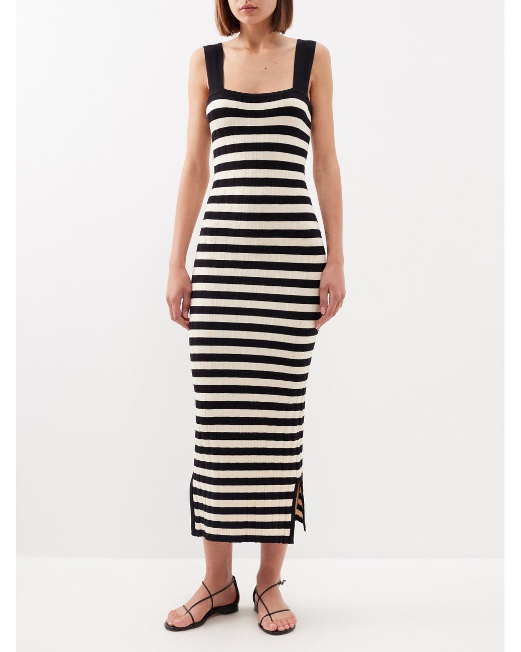 Posse Camille Knitted cotton Midi Dress in Black Lyst