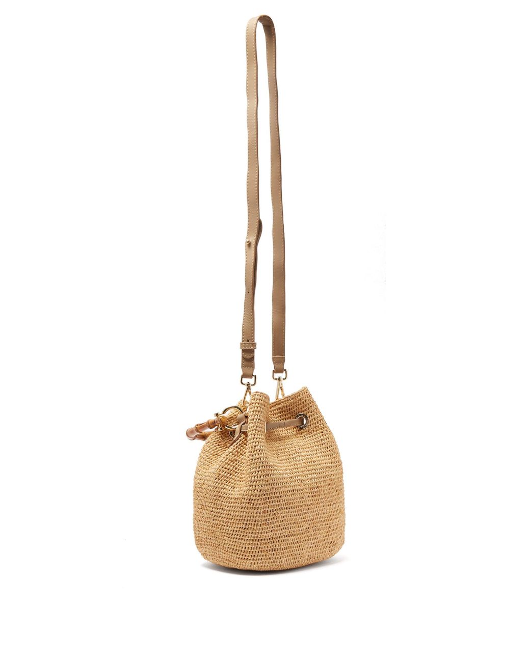 Heidi Klein Leather Savannah Bay Mini Bamboo-handle Raffia Bag 