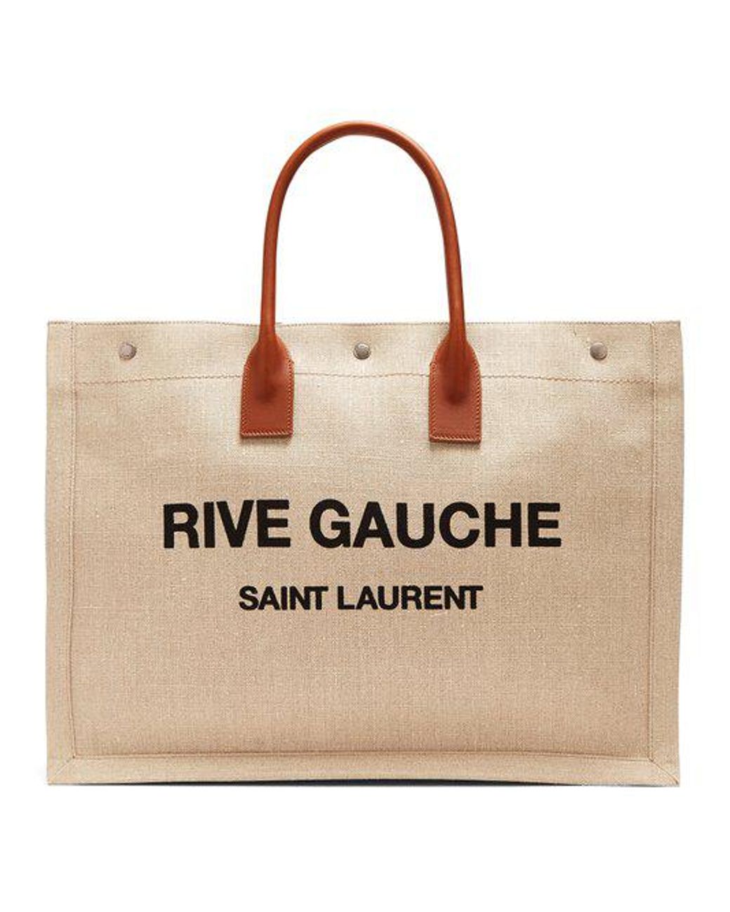 SAINT LAURENT Rive Gauche Linen-Canvas Tote in Brown