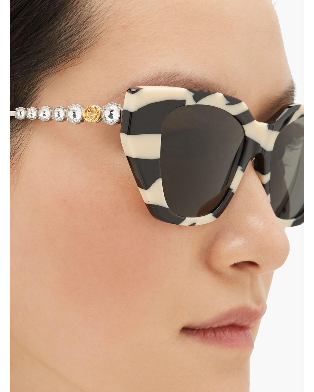 Gucci Cat-eye Zebra-effect Acetate Sunglasses | Lyst