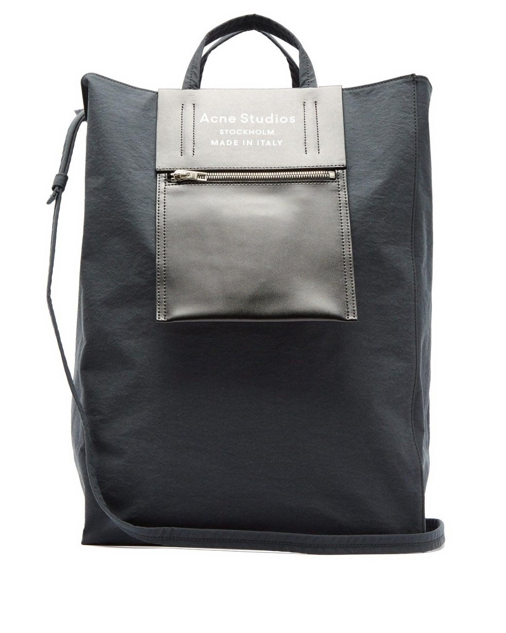 Acne Studios Baker Logo Print Leather And Canvas Tote Bag in Black ...