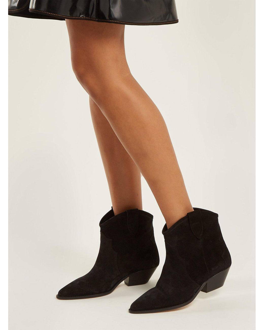Isabel Marant Dewina Western Suede Ankle Boots in Black | Lyst
