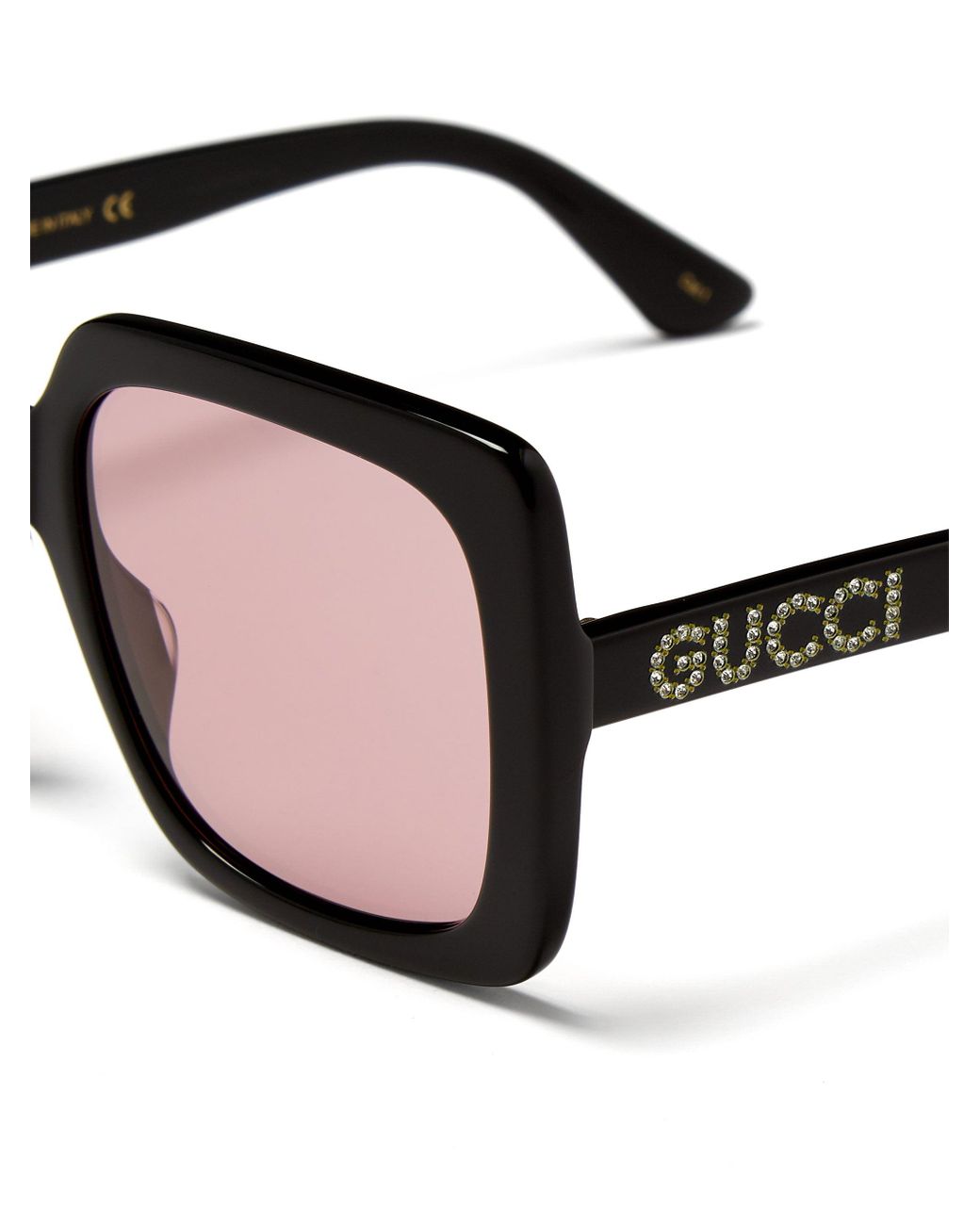 Gucci Crystal-logo Square Acetate Sunglasses | Lyst
