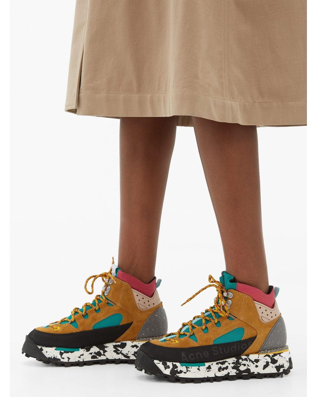 Acne Studios Bertrand Canvas And Suede Hiking Boots Lyst Canada