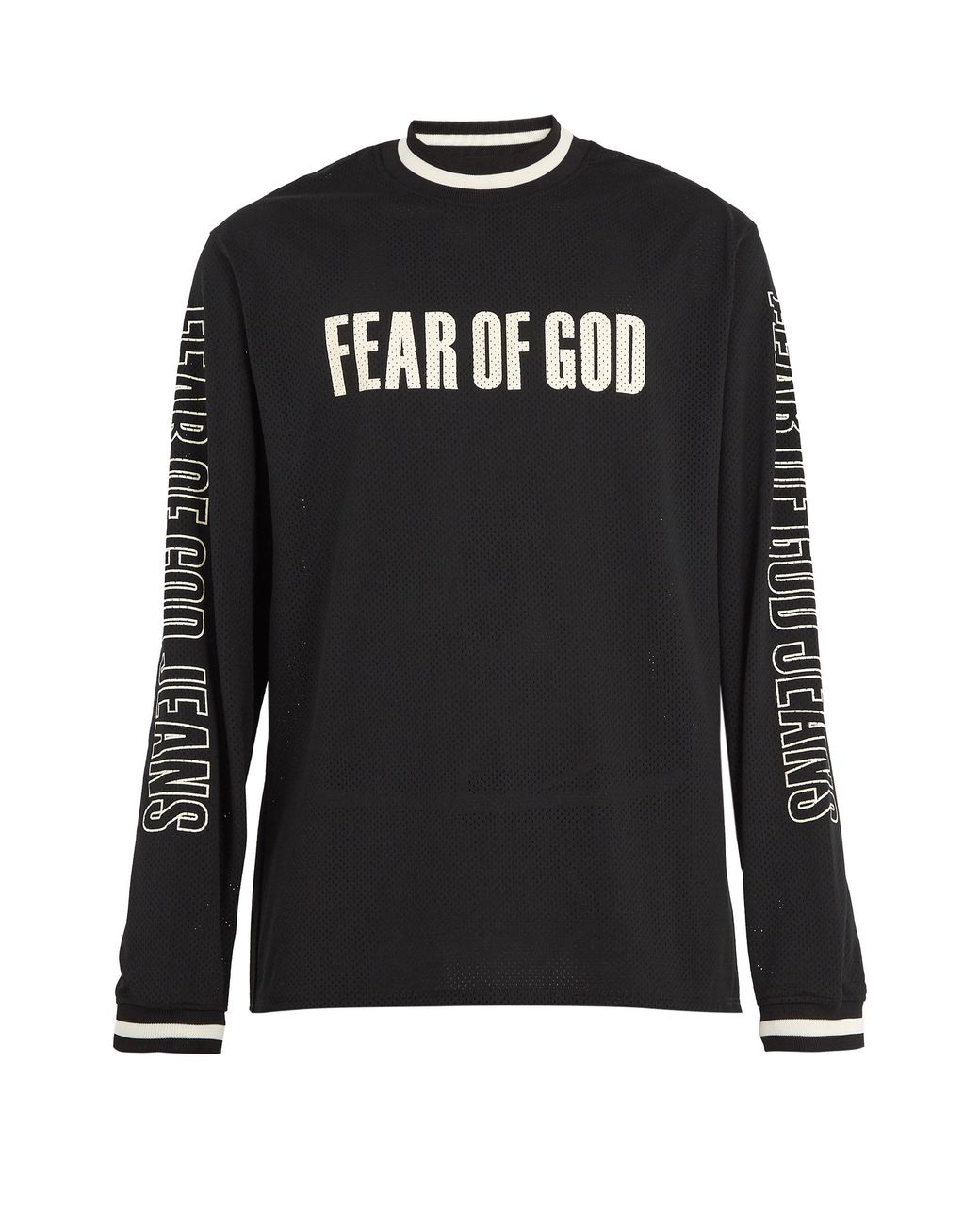 Fear Of God Long-sleeved Logo-print Mesh-jersey T-shirt in Black