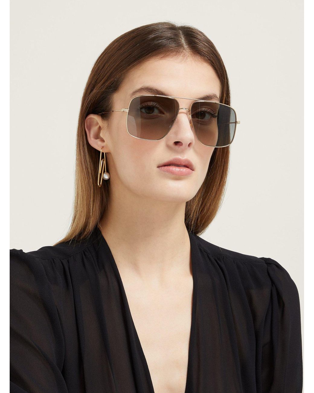 Givenchy Square Frame Metal Aviator Sunglasses in Metallic | Lyst