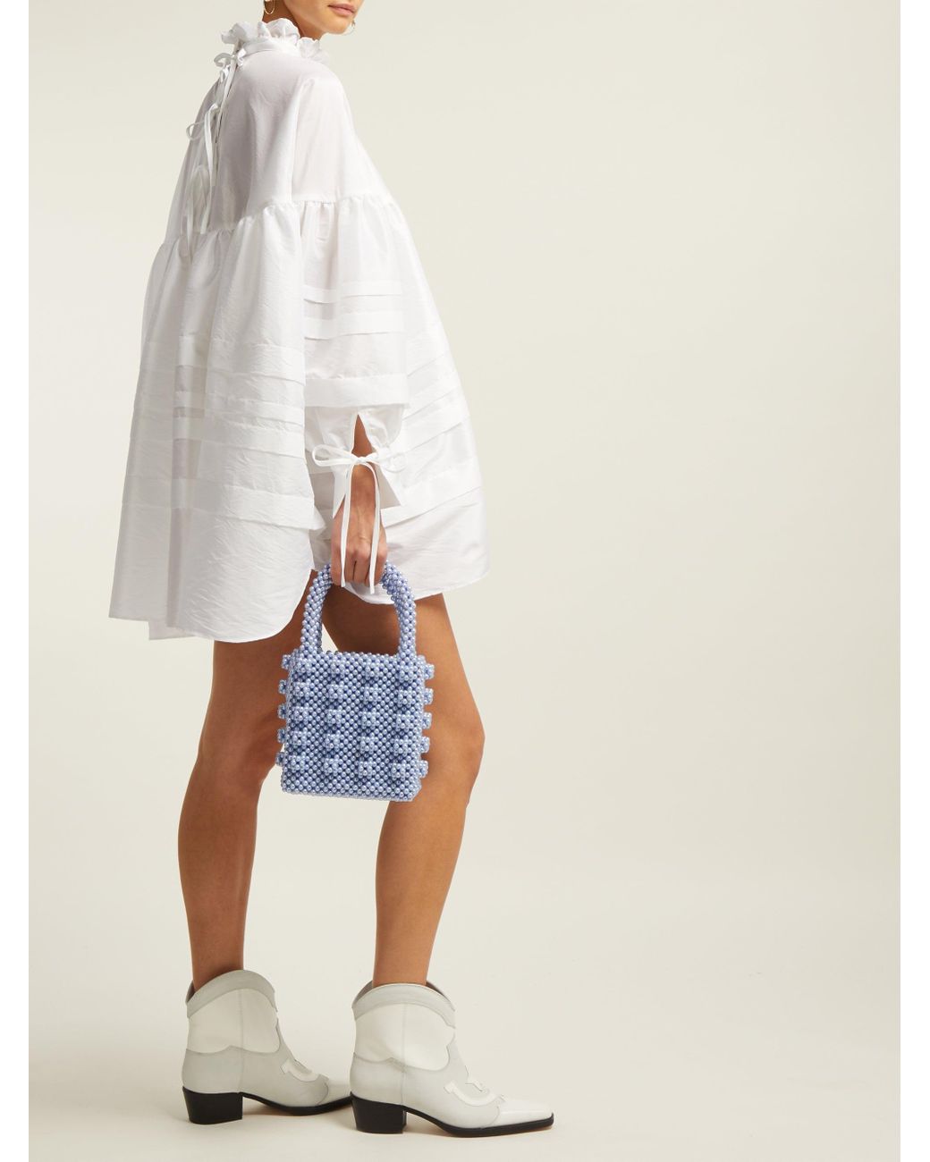 2021年春の 織り柄チェック 【美品】SHRIMPS バッグ Antonia パール