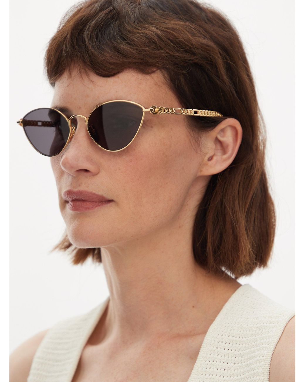 Cat eye top metal sunglasses