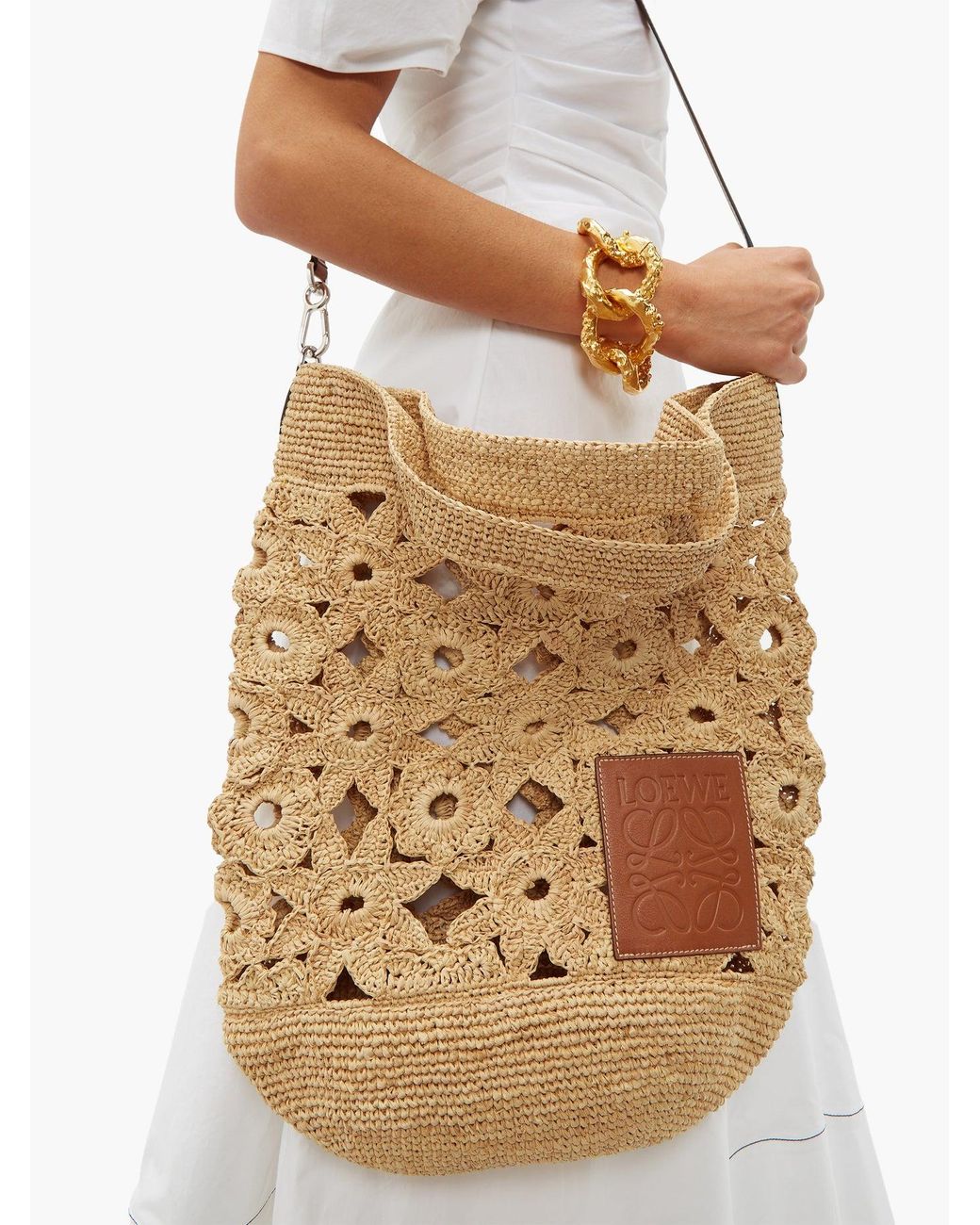Loewe Slit Crochet Bag in Natural | Lyst