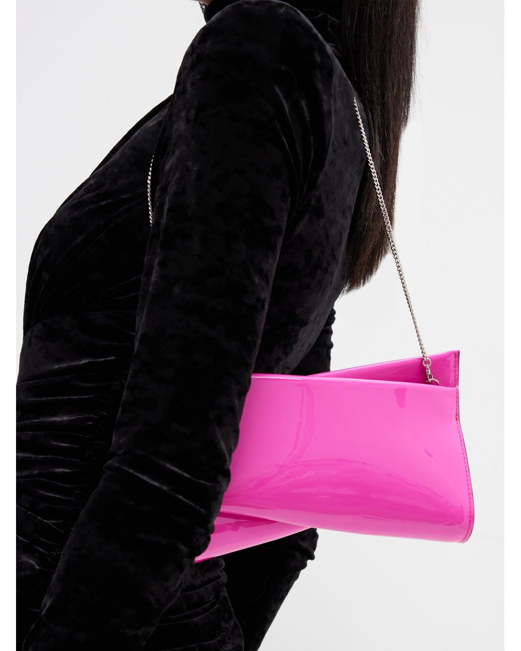 Christian Louboutin Loubitwist Patent leather Clutch Bag in Pink
