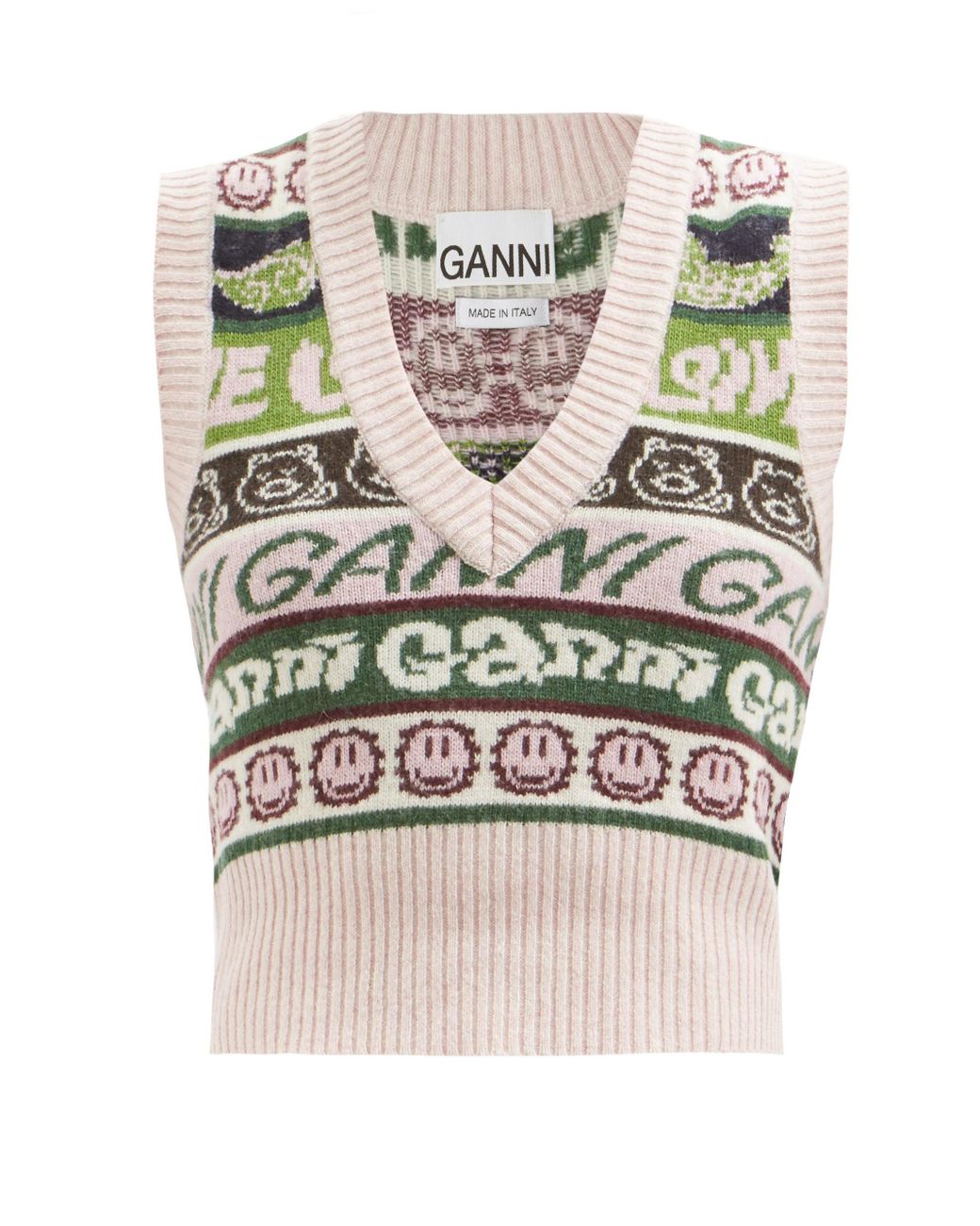 Ganni Logojacquard Woolblend Vest Lyst