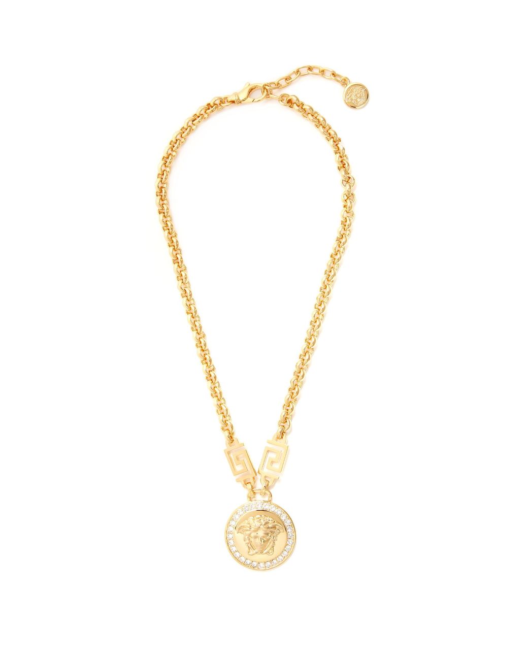 Versace Crystal embellished Medusa Necklace in Metallic Lyst